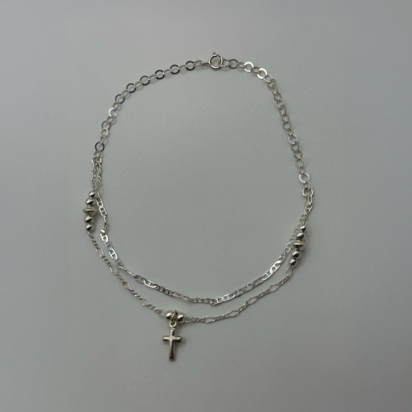 Tobillera Doble con Cruz