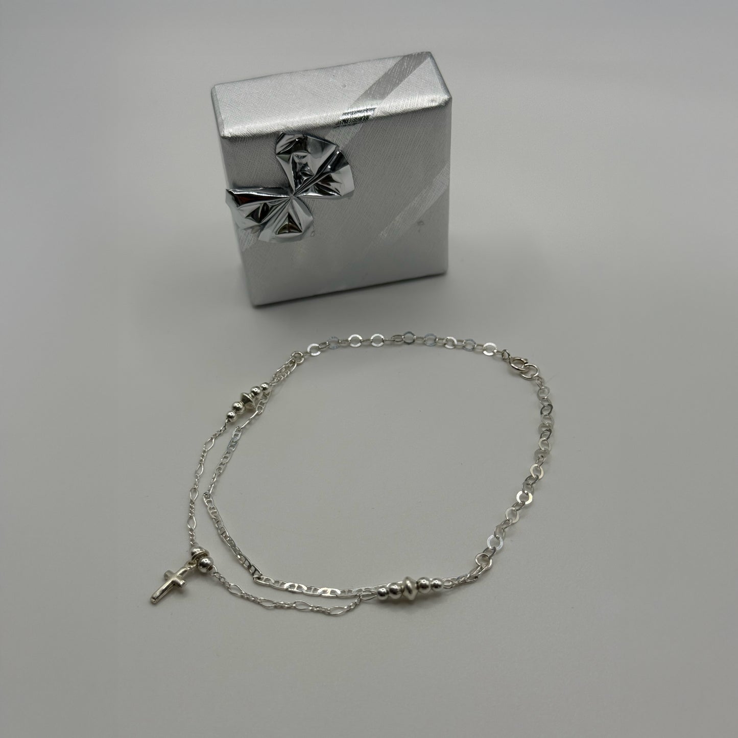 Tobillera Doble con Cruz