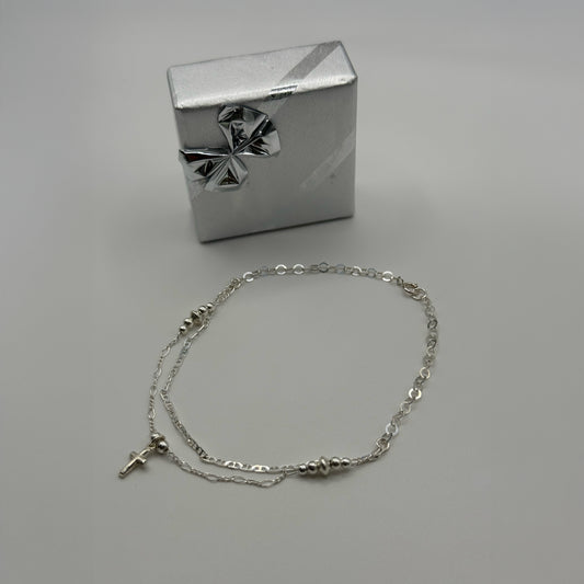 Tobillera Doble con Cruz